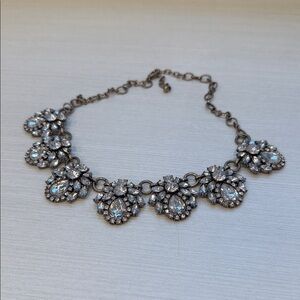 Stella & Dot Silver Floral Crystal Necklace